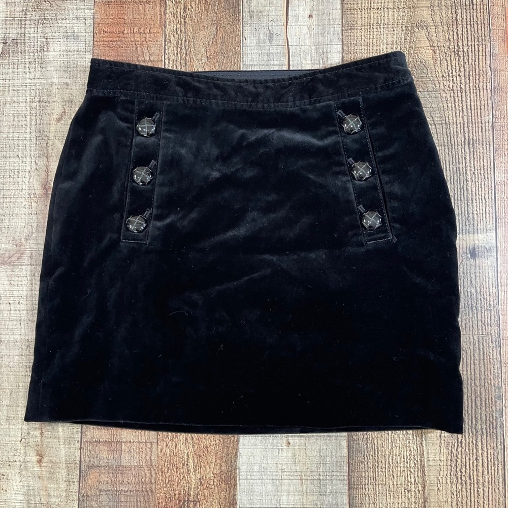 Banana Republic Black Velvet Sailor Mini Skirt Size 0 Lined High Waist Side Zip